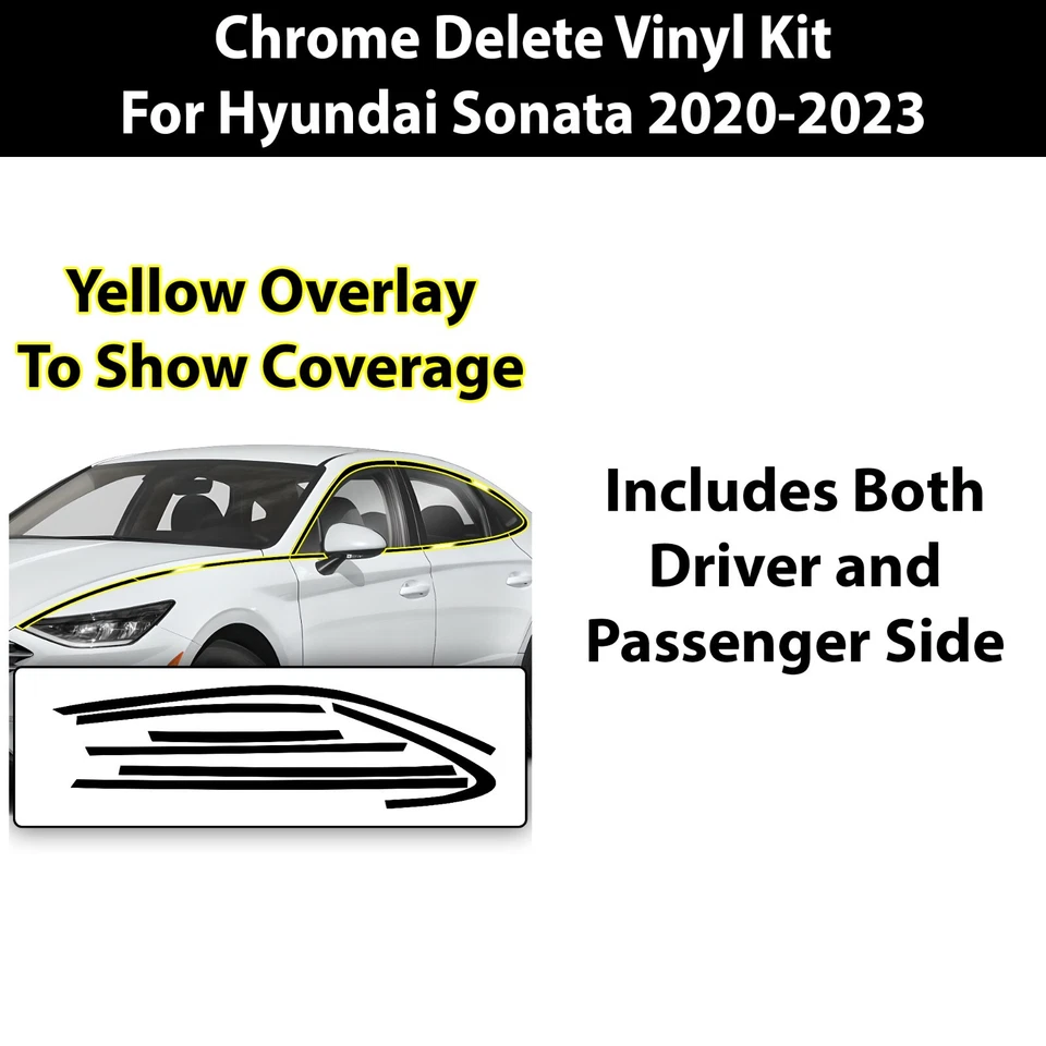 Fits Hyundai Sonata 20-25 Side Window Chrome Delete Decal Film Blackout Trim - Image 2 of 4