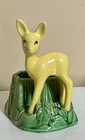 Vtg SHAWNEE Deer Planter Vase Yellow Green USA 624 Art Pottery Ceramic