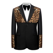 Bling Business Men Blazer Coats Tuxedo Single Breasted Jacket Rhinestone Beading