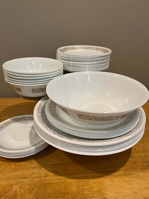 Corelle Pyrex Woodland Leaf Leaves Brown Tan Replacement Dishes Vintage
