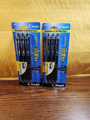 Pilot Frixion Clicker Erasable Black Gel Pens, Fine Point,0.7mm Lot Of 2 Packs