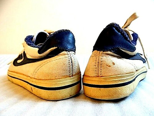Vintage UP DATES 3 Stripes White Sneakers Sport Shoes Navy Terrycloth Basketball - Picture 6 of 12