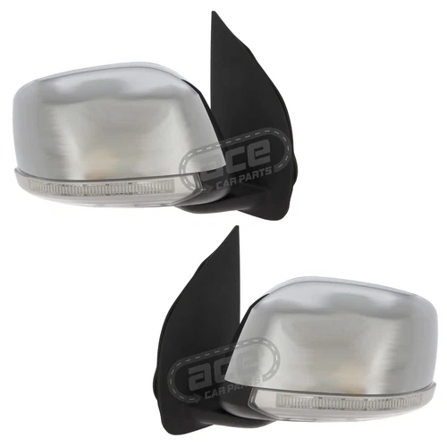 Electric Wing Door Mirrors For Nissan Navara D40 2008-2016 Chrome Covers 1 Pair