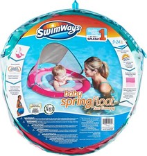 SwimWays Baby Spring Float with Canopy Pink Aqua Mermaid Unicorn 9 - 24 Months