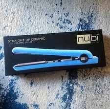 New Ceramic Hair Straightener Styler Flat Iron BLUE 360°Swivel Cord Negative Ion