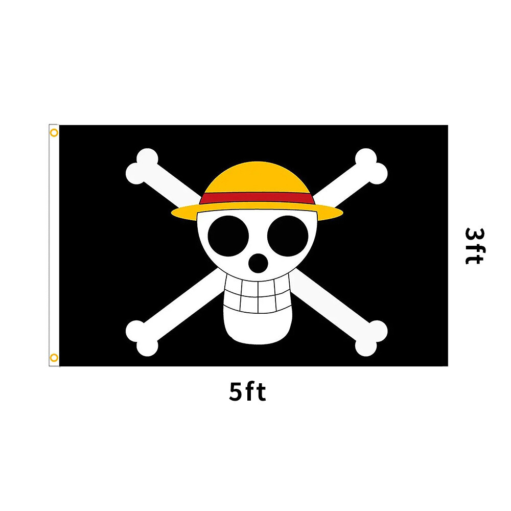 Anime One Piece Monkey D. Luffy Roger Banderas Calavera Grande Huesos Cruzados Bandera Pirata##