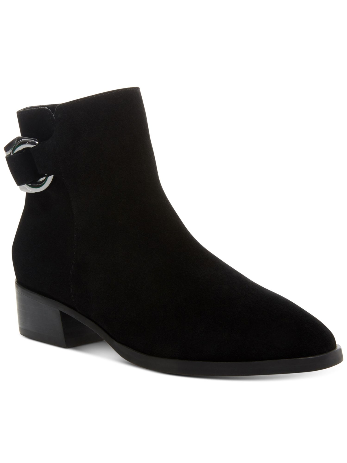 STEVEN Womens Black Snake Ringer Round Toe Block Heel Leather Booties 6.5 M