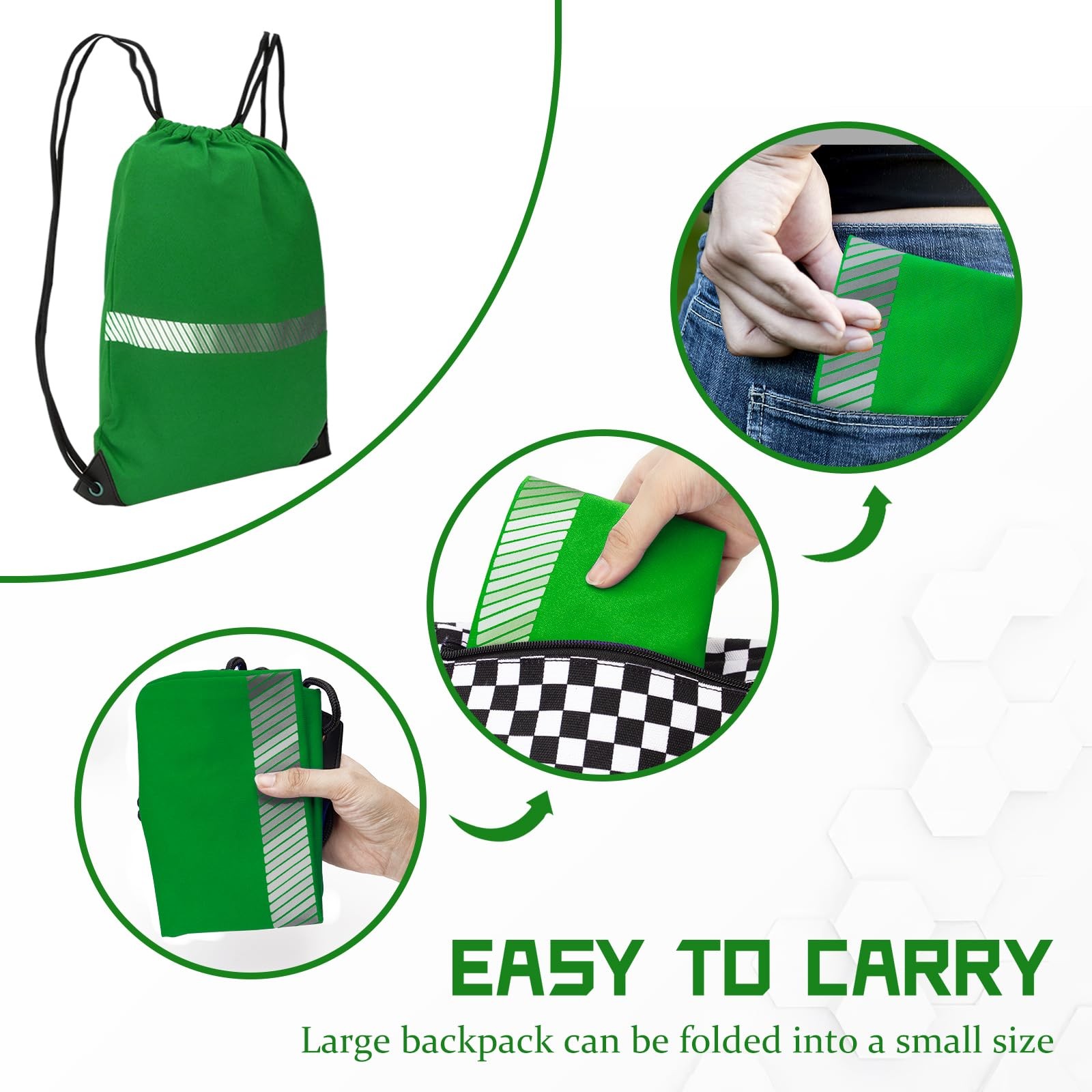 Green Drawstring Backpack Bag work Sackpack - image 3