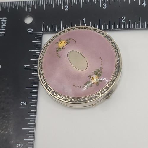 Vintage Art Deco Compact Purple Enamel Guilloche - Picture 3 of 14