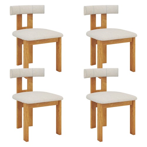 Dining Chair Set of 4 Upholstered Kitchen Chair w/ Padded Seat & Curved Backrest