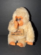 Vintage Gorilla Plush 70  s  Beware Gonga Loves You  Thumb Sucking Plastic Face
