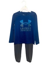 Under Armour Boys Activewear Set Blue Long Sleeve Shirt Gray Pants Size 4