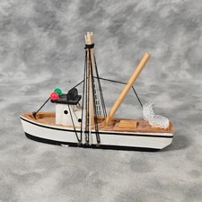 Vintage Mini Wooden Fishing Trawler Model Boa...