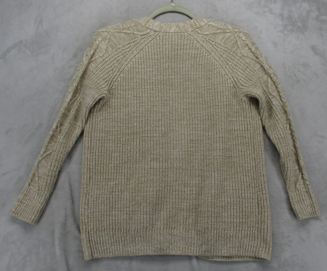 St. John's Bay Cardigan Sweater Womens Small Beige Open Front Knit