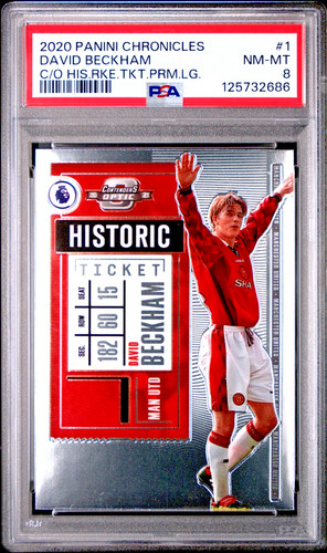 2020 Panini Chronicles David Beckham Contenders Historic Rookie Ticket 1 PSA 8