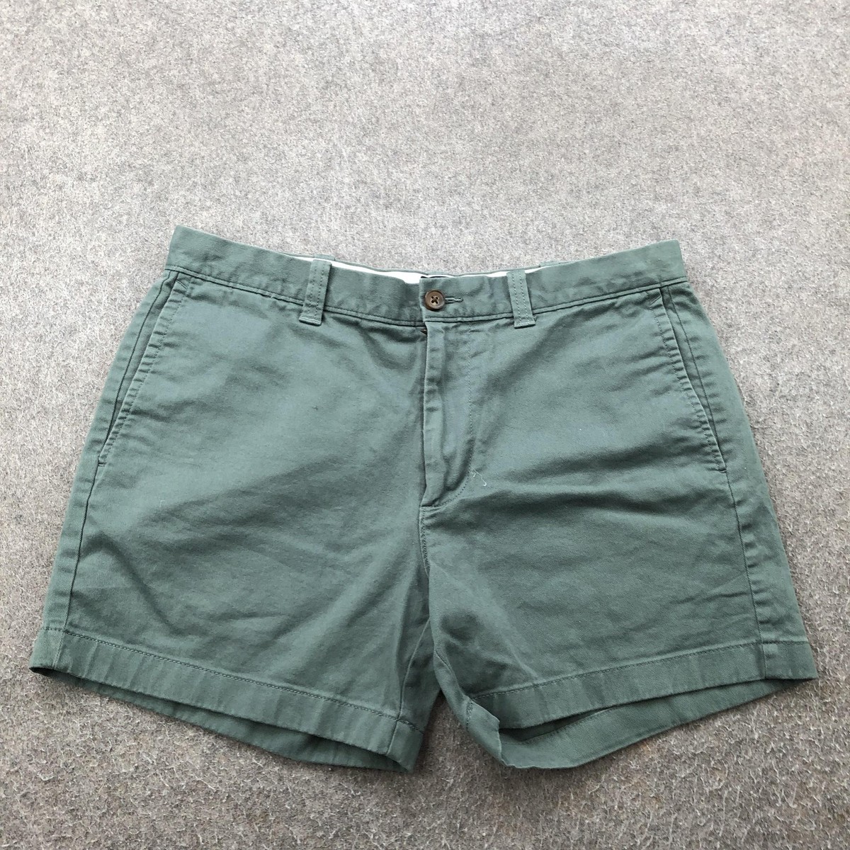 J Crew Shorts Mens 33 Green Inch Inseam Chino Classic Flat Front