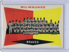 1960 Topps Set Break Milwaukee Braves Team Card #381 (Hank Aaron) NM