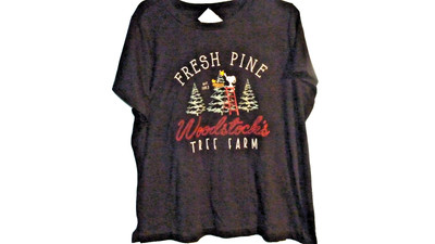 Peanuts Snoopy Woodstock FRESH PINE/WOODSTOCK PINE FARM BLACK SHIRT SIZE 1X NWT