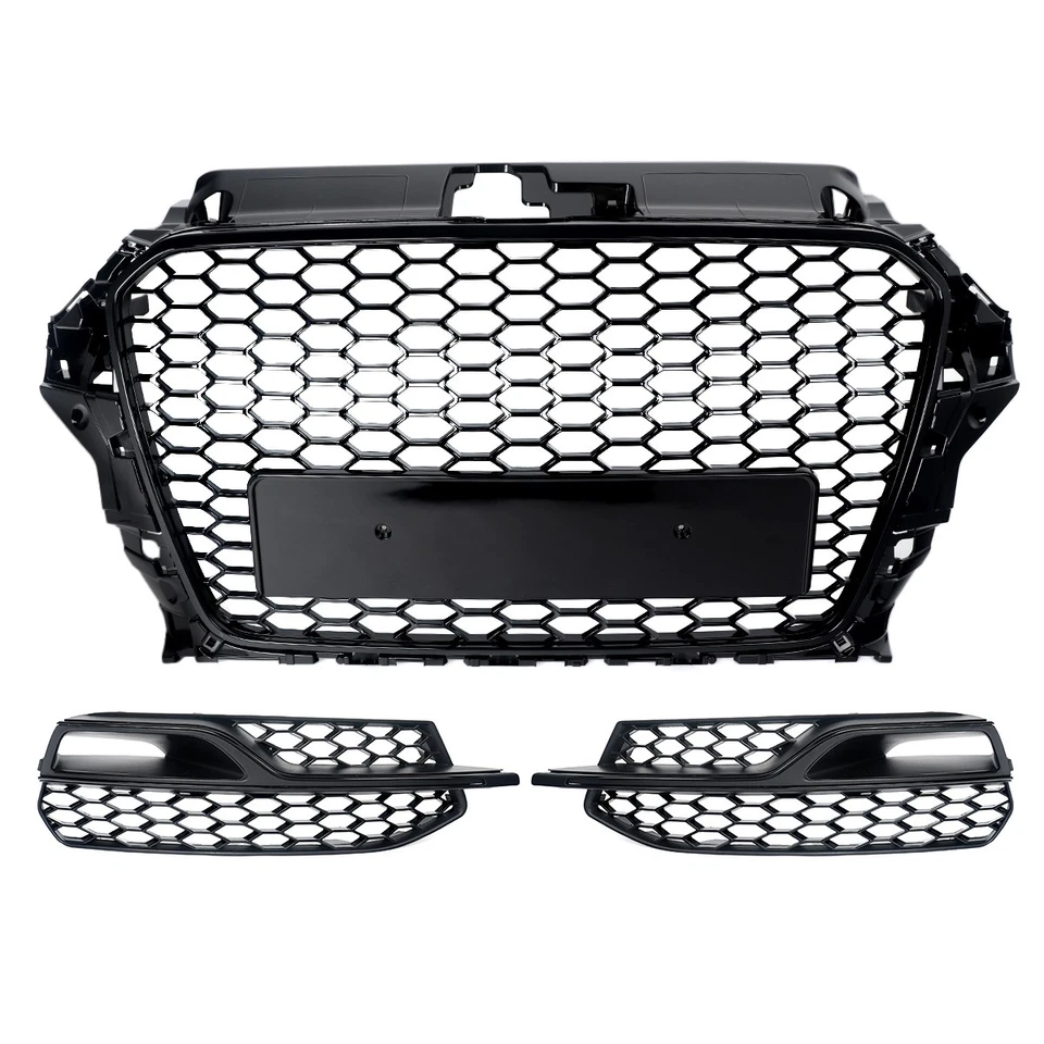 Honeycomb Front Grille Fog Light Cover Grill For 2013-2016 Audi A3 8V S-Line &S3 - Imagem 2 de 4