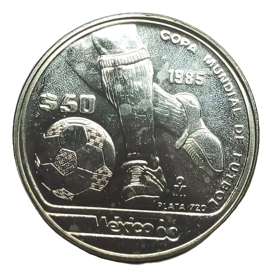 Moneda $50 песо plata Conmemorativa Mundial de Mexico 1986 plata ley.720 - Изображение 4 из 4