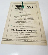 Vintage Lauson Small Engine Owners Maintenance Parts Manual For Model V-1 #P13