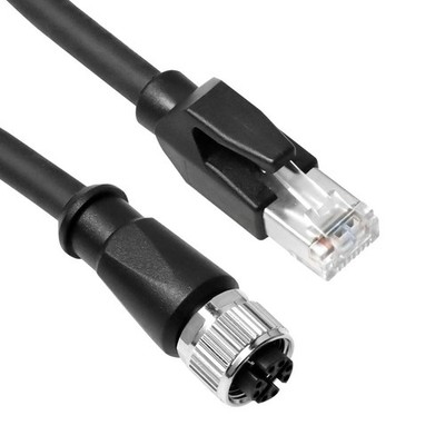 M12 X-Code 8 Pin Female to RJ45 Ethernet Cable Cat6A Shielded 10-Gbps Drag Chain