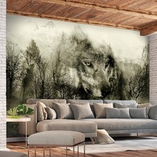 Foresta nebbia paesaggio lupo TESSUTO NON TESSUTO FOTOMURALE 3D SOGGIORNO CARTA DA PARATI IMMAGINE DA PARETE XXL