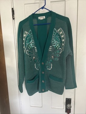 Kansai Yamamoto Multi-Textured & Multi-Color Embroidered Wool Cardigan