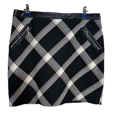 WHBM Plaid Textured Mini Skirt Women s 14-Preppy Dark Academia Office Siren Mod