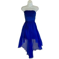 Royal Blue Strapless High Low Chiffon Dress Formal Evening Party