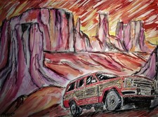 Jeep artwork "Jeep Adventure" 18x24 watercolor of hard paper Alexander Mohler