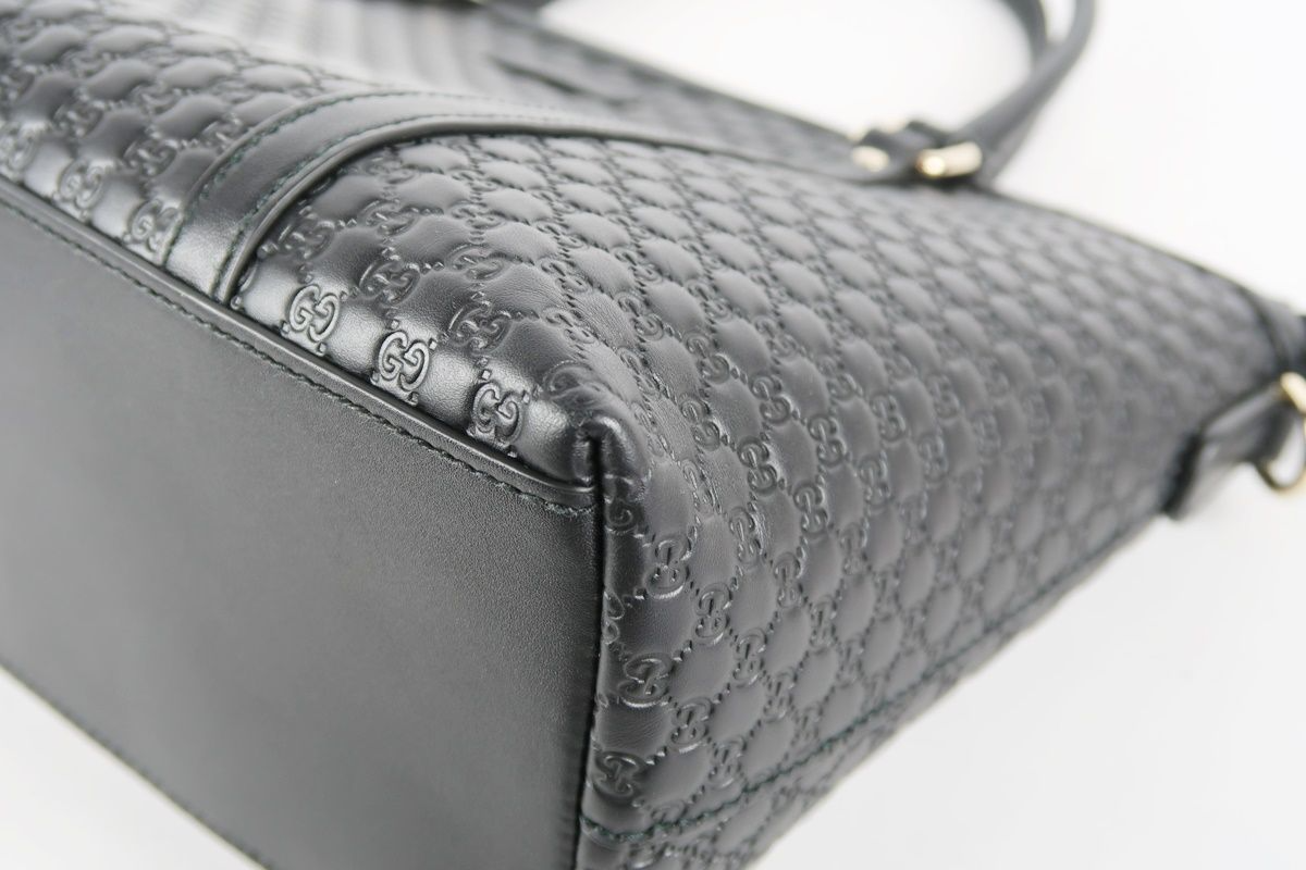 GUCCI Micro Guccissima Tote Bag Shoulder Bag 449656 Leather Black