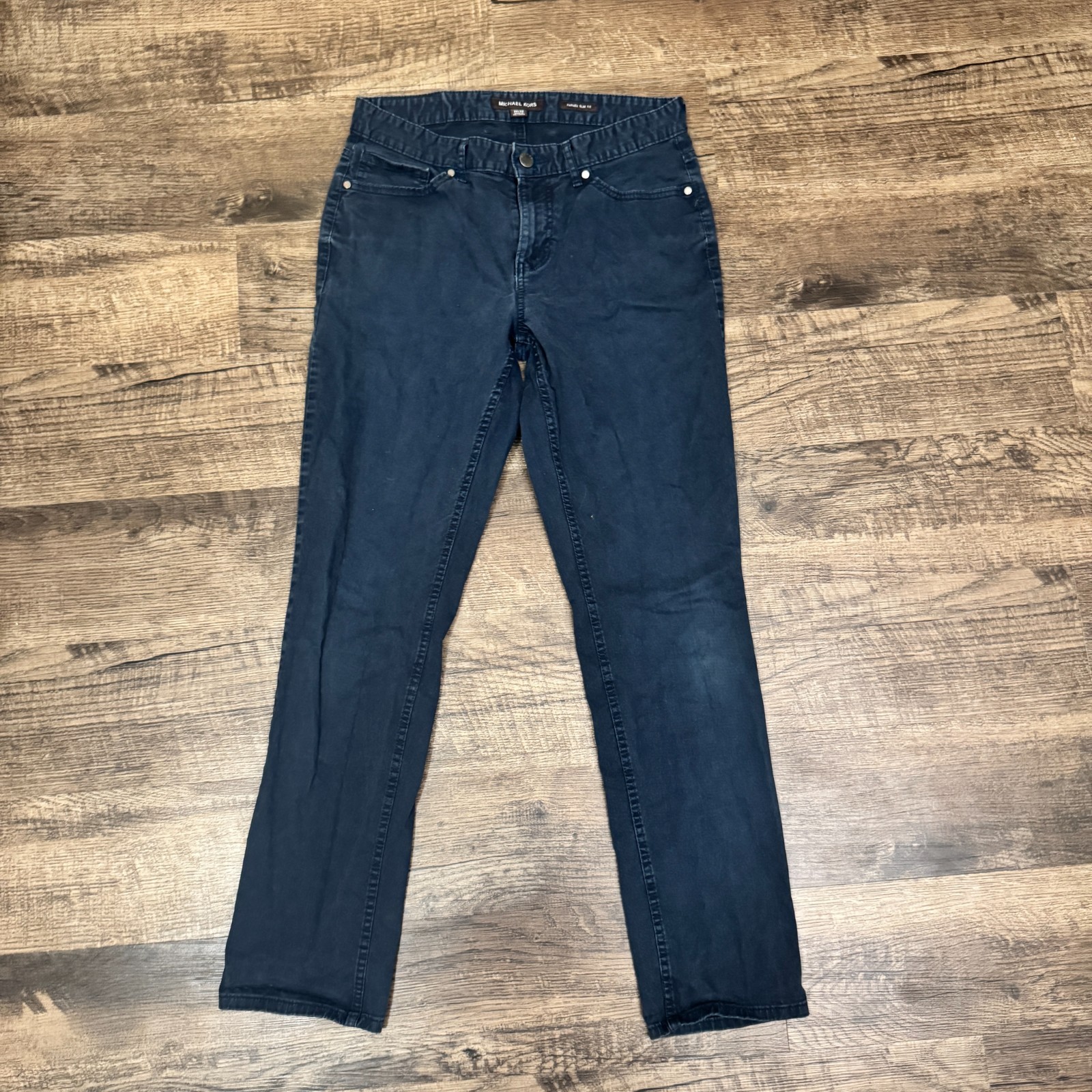 MICHAEL KORS NAVY BLUE 30X32 TAILORED FIT CLOTH TWILL STRETCH JEANS MEN'S