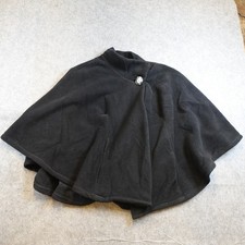 Janska Cape Women One Size Black Polartec Fleece Button Neck Pocket Made in USA