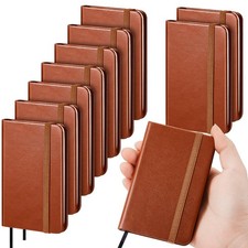 10 Pcs Hardcover Leather Pocket Notebook 4 x 2.5 Inch Small Notebook 50 Sheet...