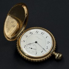 Elgin Pocket Watch 17J Grade 155 Lace Doily 14k GF Hunter Case - FOR REPAIR