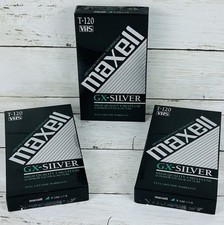 Lot of 3 Maxell GX-Silver T-120 High Quality Blank VHS Tapes 6 Hour NEW Sealed