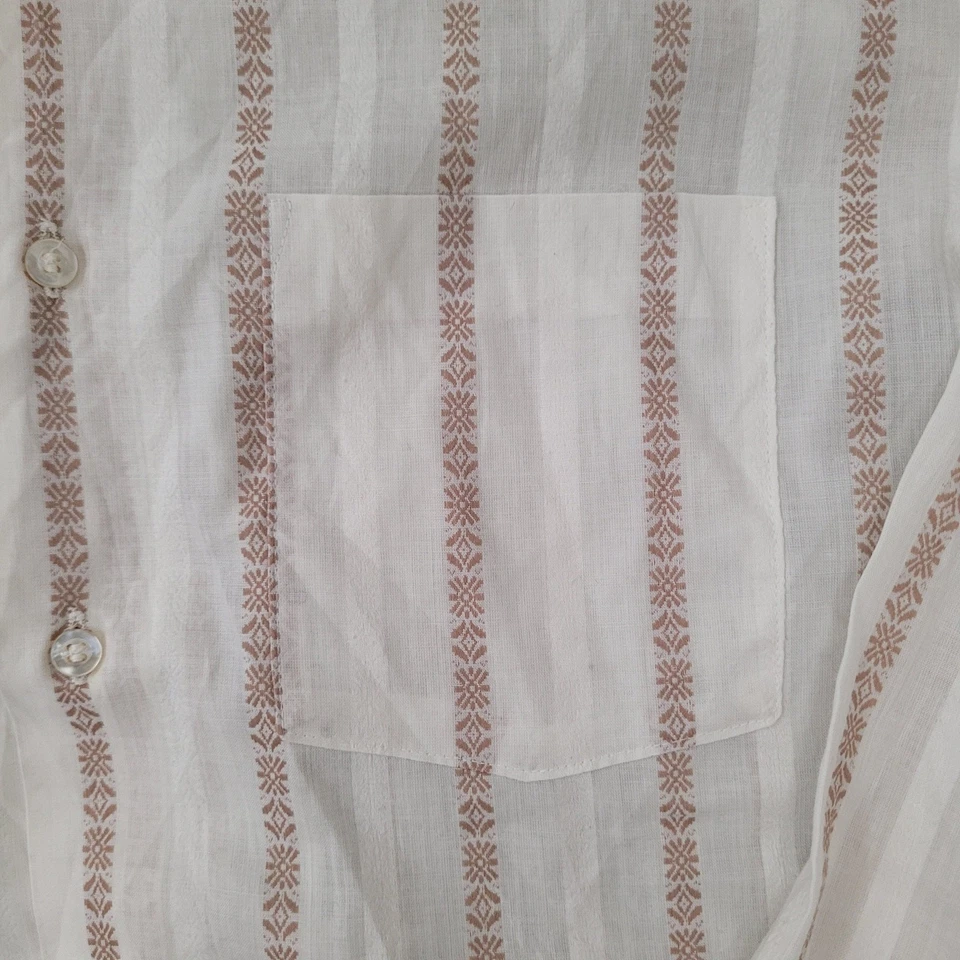 Vintage 60s Hampshire House by Van Heusen Button Shirt Medium 15.5 33 Textured  - Image 3 of 4