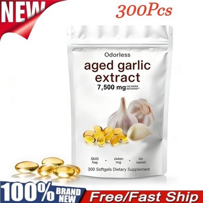 Aged Garlic Extracts 7500mg - 300 Softgels - Odorless - Heart Immune Health Hot