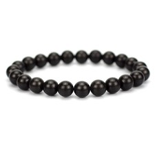Angelstones Black Shungite 8mm Round Beads Stretch One Size,