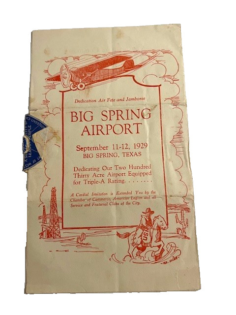 1929 BIG SPRING TEXAS AIRPORT DEDICATION AIR FETE 5 PANEL MAILER - #890