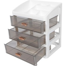 Makeup Organizer Cosmetic Storage Box with Drawers 3-Tier Clear Acrylic Displ...