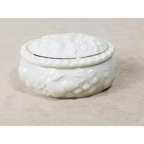 Lenox Jewelry Trinket Box 3 1/4" Color Ivory Gold Trim Year 1998 Vintage - Picture 2 of 12