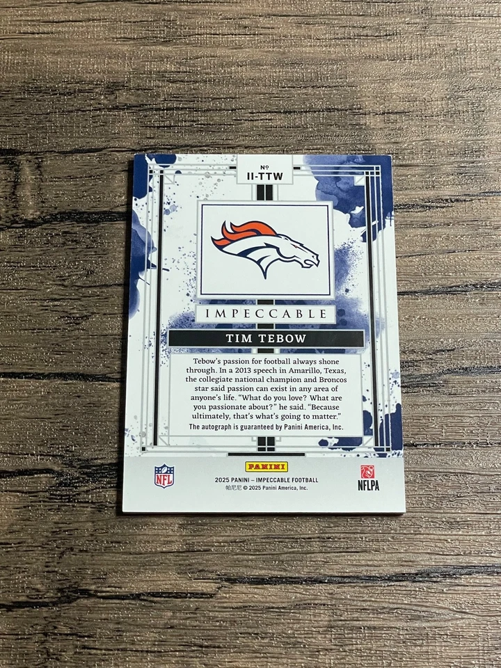 2025 Impeccable Tim Tebow Impressions Silver Auto /25 - Image 2 of 2