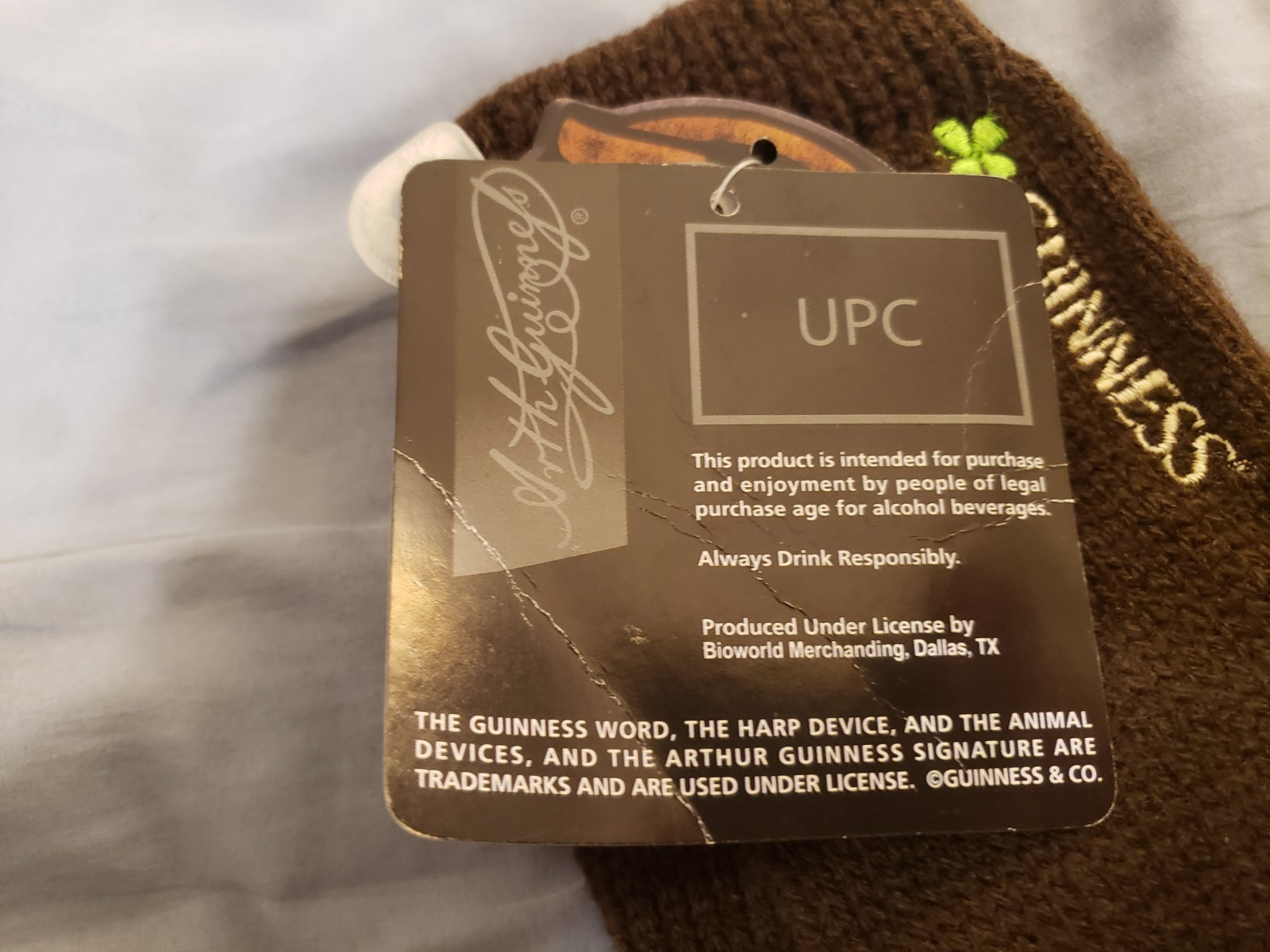 New Guinness Official Merchandise Beer Brown Knit Gloves Vintage