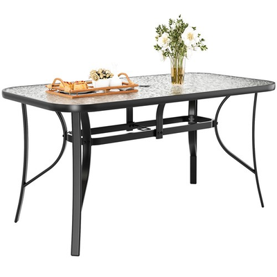 #ad #ad Patio Dining Table Garden Rectangular Tempered Glass Table for Patio amp; Backyard $119.99