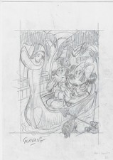 Bozzetto fronte - retro  originale Marco Gervasio Topolino e Minnie Love
