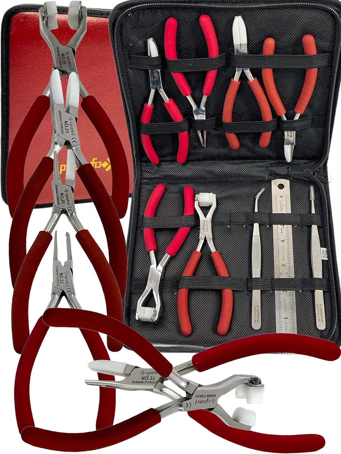 Professional German Set of 9-Eyeglass Optical Optician Tools Pliers Bent Nose Ri