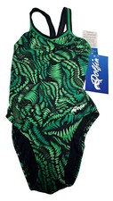 Women's Dolfin Series 1 Piece Green And Black Swimsuit Size 28 NEW NWT TAGS leaf