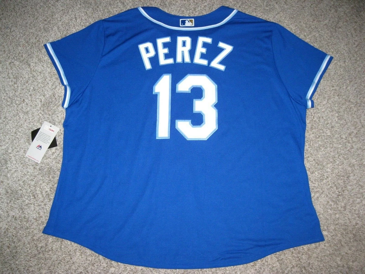 Salvador Perez Kansas City Royals Womens Plus Size Blue Majestic CoolBase  Jersey